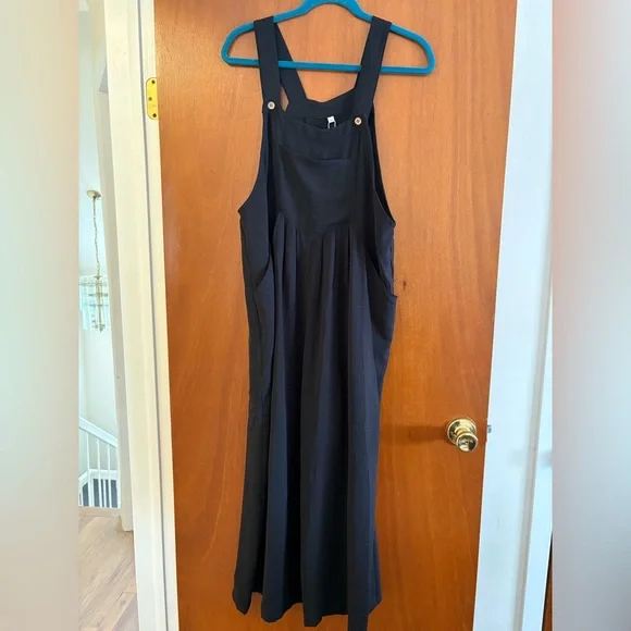 New Medium Cueply Black Wide Leg Overalls Jumpsuit - Picture 5 of 13